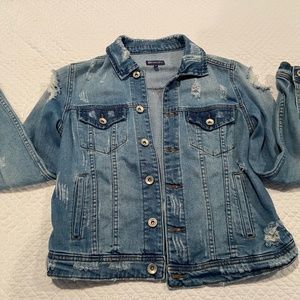 tractrBLU distressed denim jacket